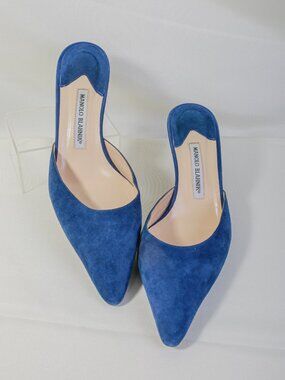 Manolo Blahnik Blue Velvet Heels